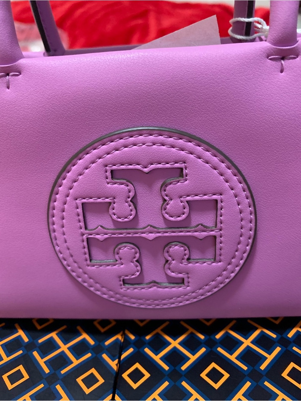 Tory Burch Lilac Leather Mini Tote with Logo Medallion - Picture 2 of 9
